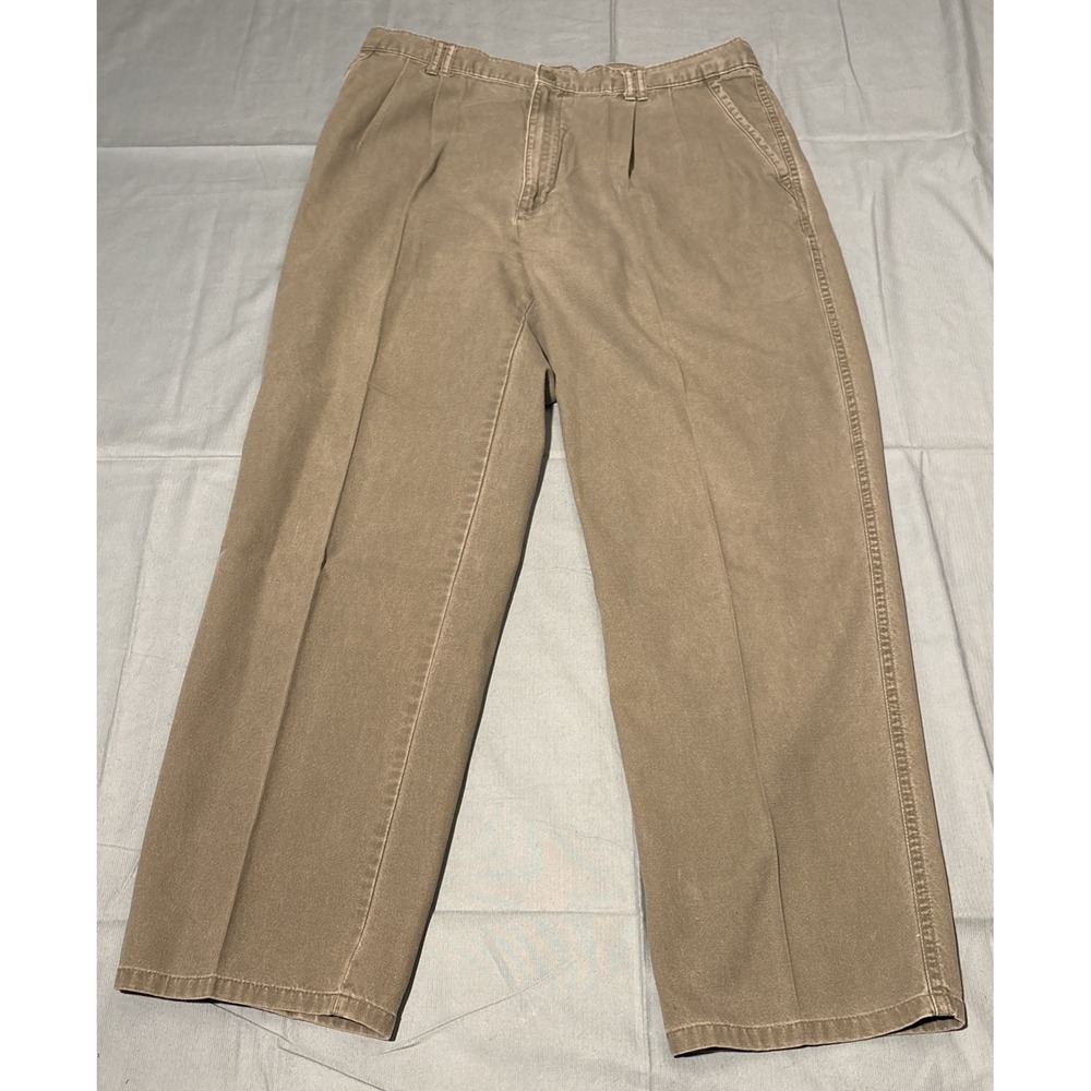 Vintage Dockers Levi Strauss Mens 36x31 Green Pleated Cotton Canvas Work Pants